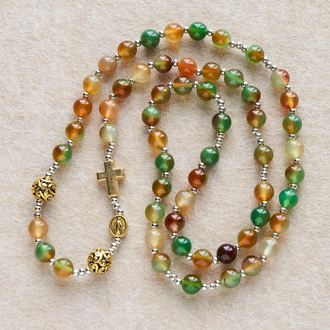 Christianartworkshop Christmas Malachite Multi-Layer Rosary Bracelet with Cross & Medal - image 4