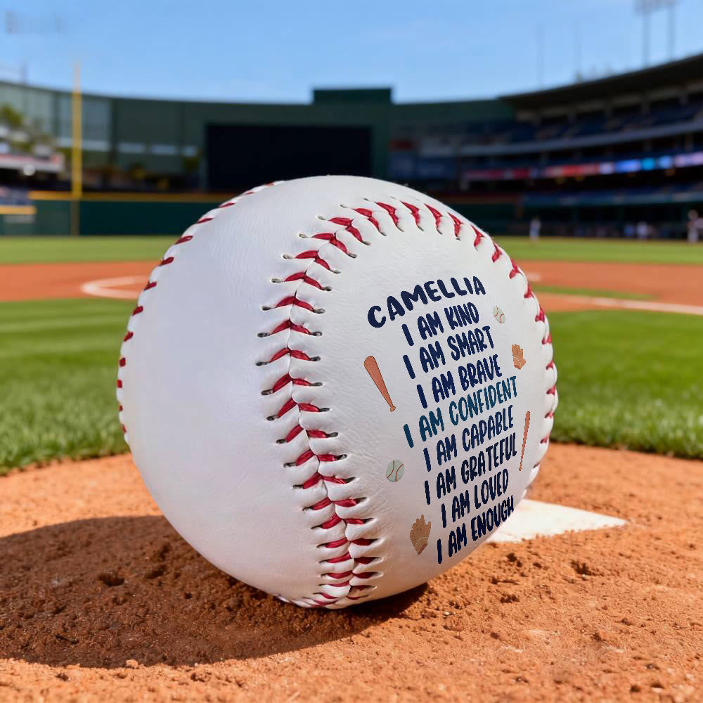 Christianartworkshop Divine Worth Baseball: Custom Name & I Am Affirmations for God-Given Identity - Softball with Scripture - image 0