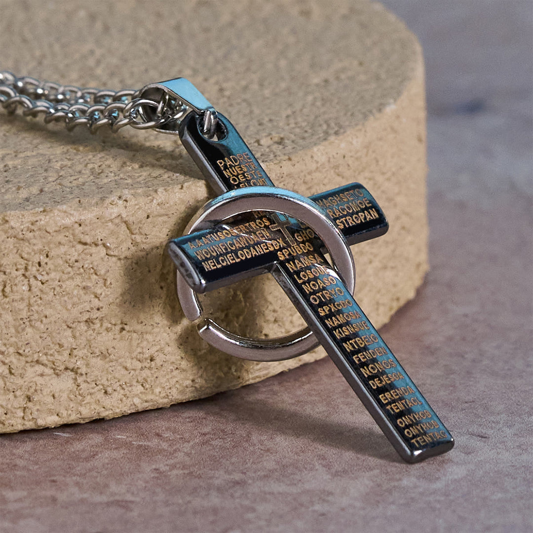 FREE Today: Lord's Prayer with Interlocking Ring Cross Pendant Necklace: Bold Style Sacred Meaning - image 2