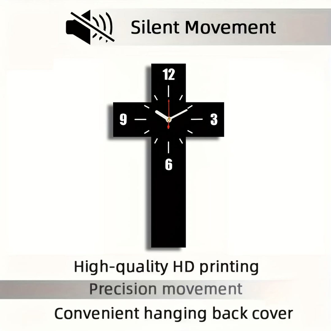 Christianartworkshop Minimalist Silent Cross Wall Clock in Red, White & Black for Peaceful Spaces - image 4