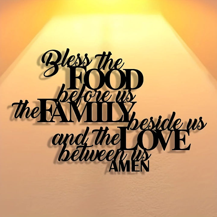 Christianartworkshop Bless the Food Before Us Metal Wall Decor: Perfect Dining Room Decor - 15.75''*9.97''/40*25.33 - image 0