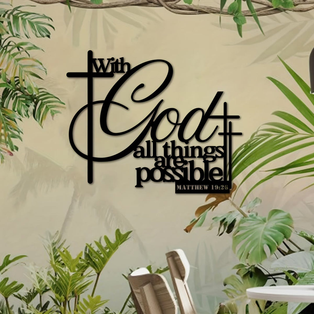 Christianartworkshop Matthew 19:26 Cross Design Metal Wall Decor: Faith That Strengthens - image 4