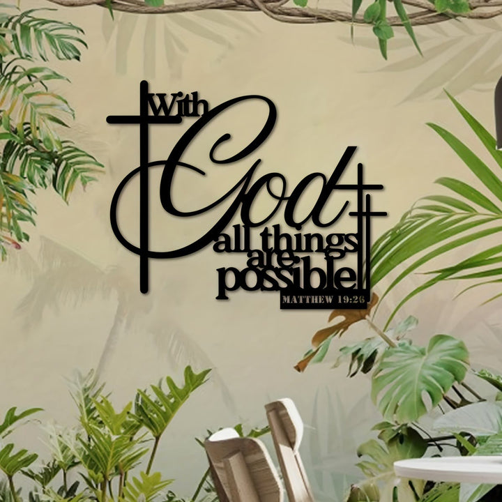 Christianartworkshop Matthew 19:26 Cross Design Metal Wall Decor: Faith That Strengthens - image 4