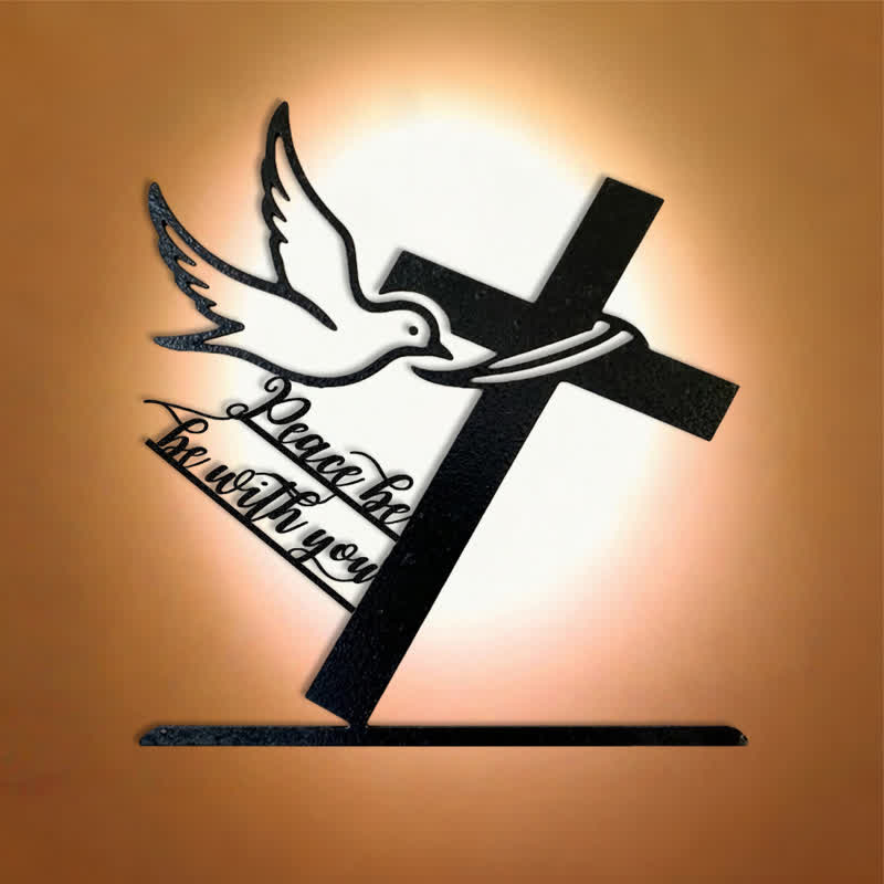 Christianartworkshop Peaceful Blessings Cross and Dove Metal Wall Decor: Be Strong and Courageous - image 2