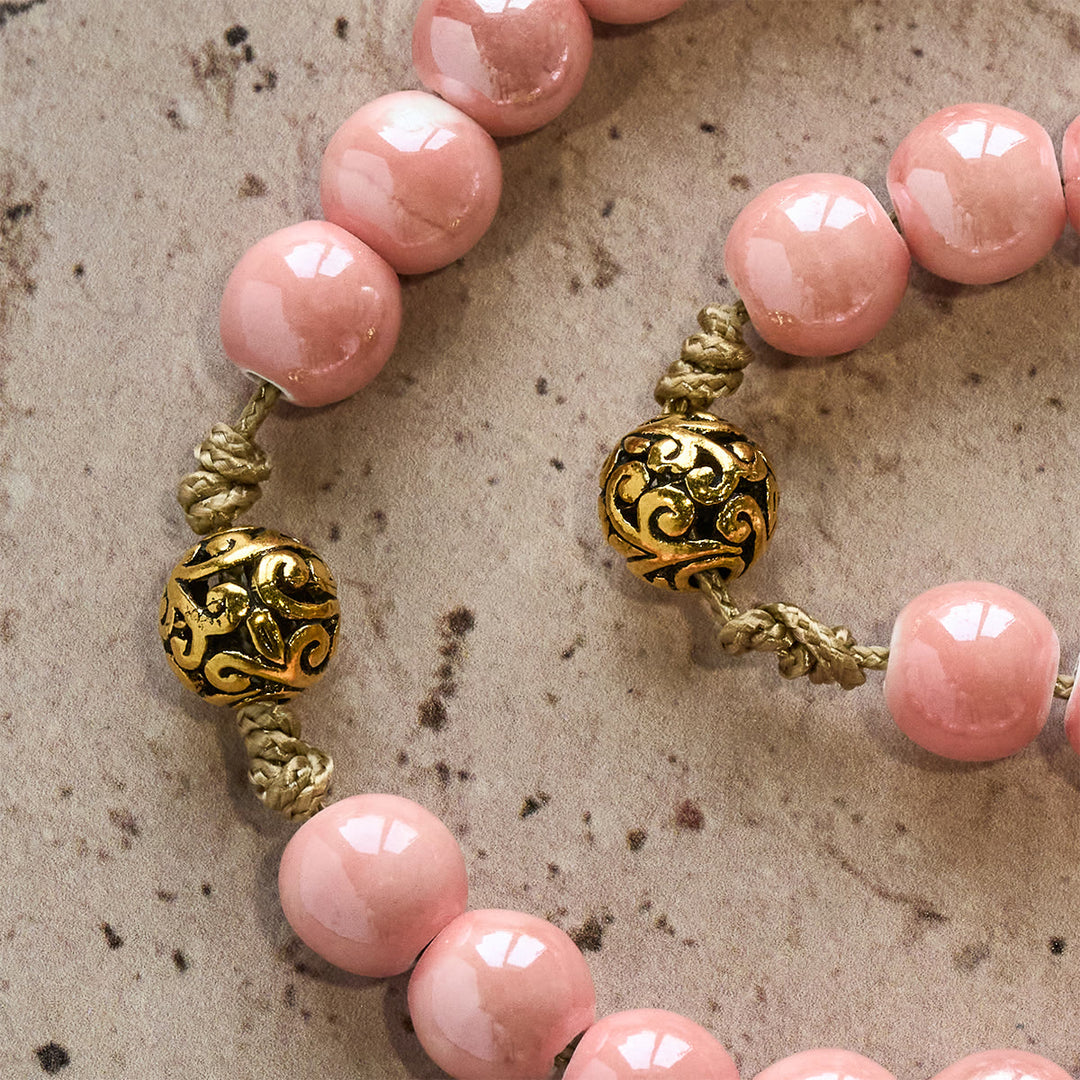 Christianartworkshop Mary's Light Pink Ceramic Rosary: Celebrate Christmas with Grace and Hope - image 10