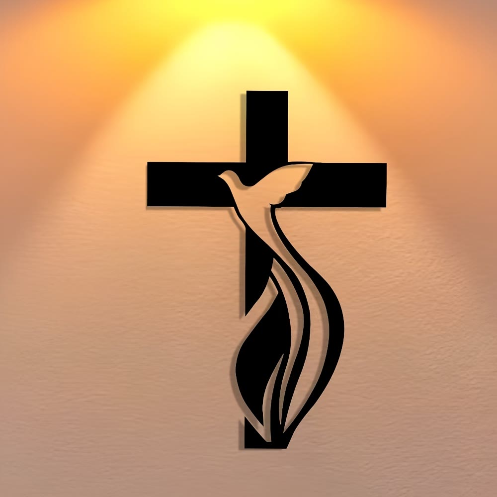 Christianartworkshop Crafted Metal Wall Decor: Cross & Dove Holy Spirit Design Detail - image 1