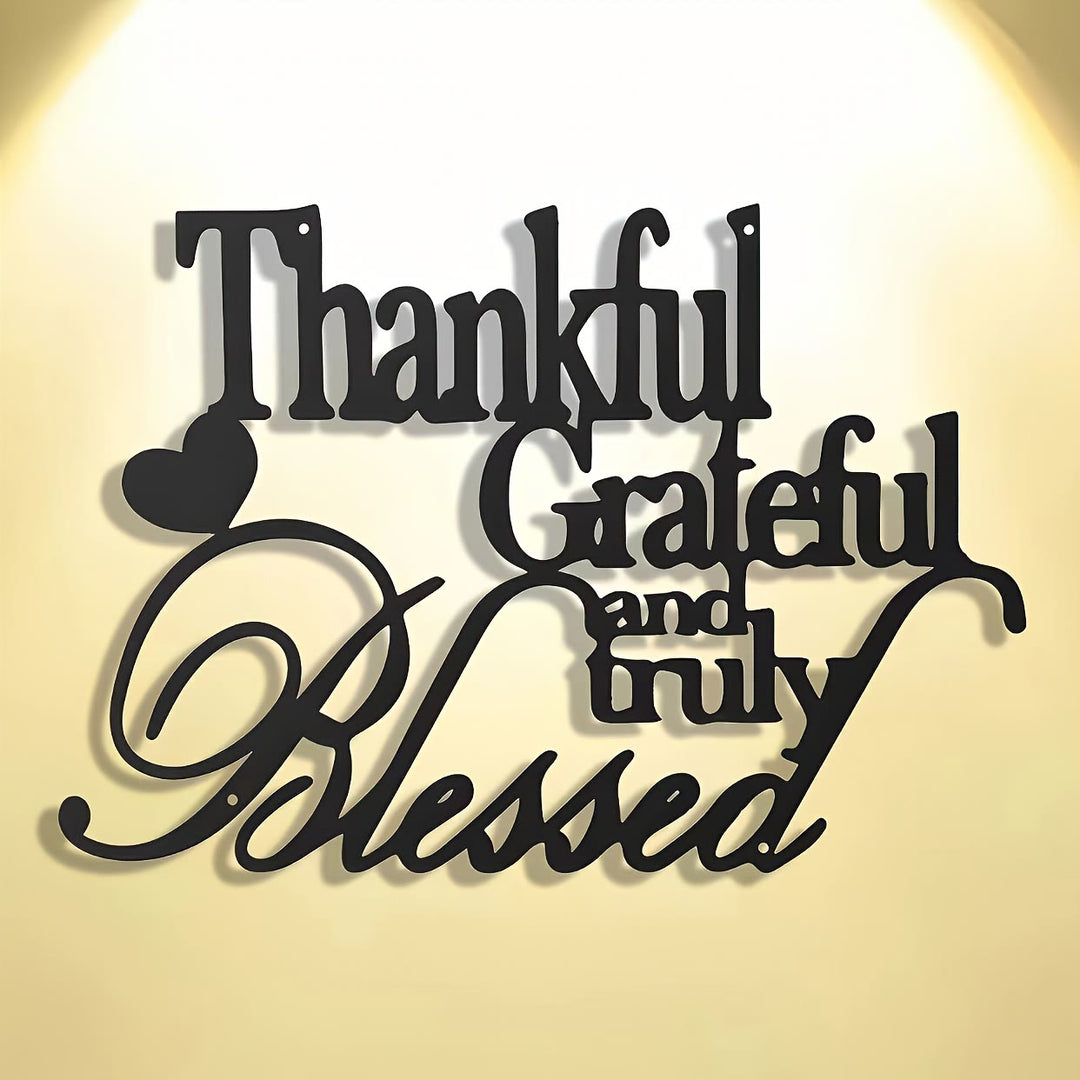 Christianartworkshop Blessing Affirmation Metal Wall Decor: Thankful Grateful Blessed for Daily Joy - image 3