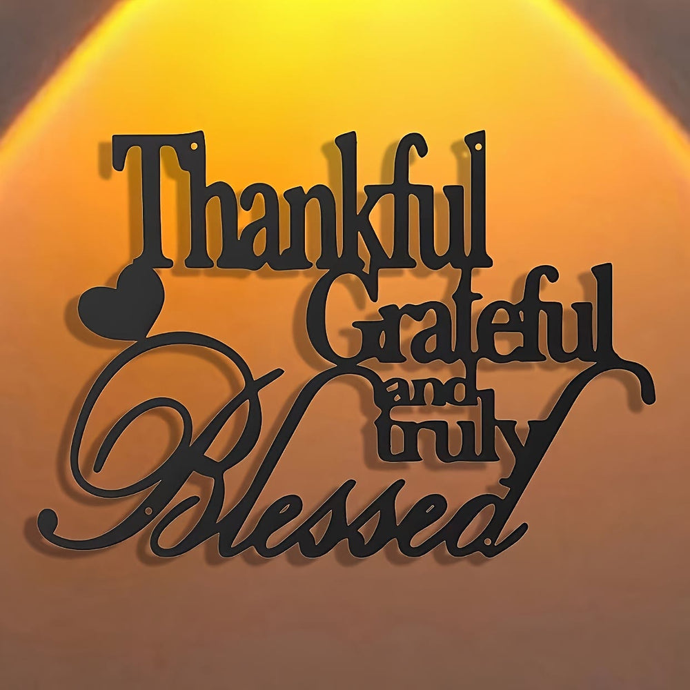 Christianartworkshop Blessing Affirmation Metal Wall Decor: Thankful Grateful Blessed for Daily Joy - image 1