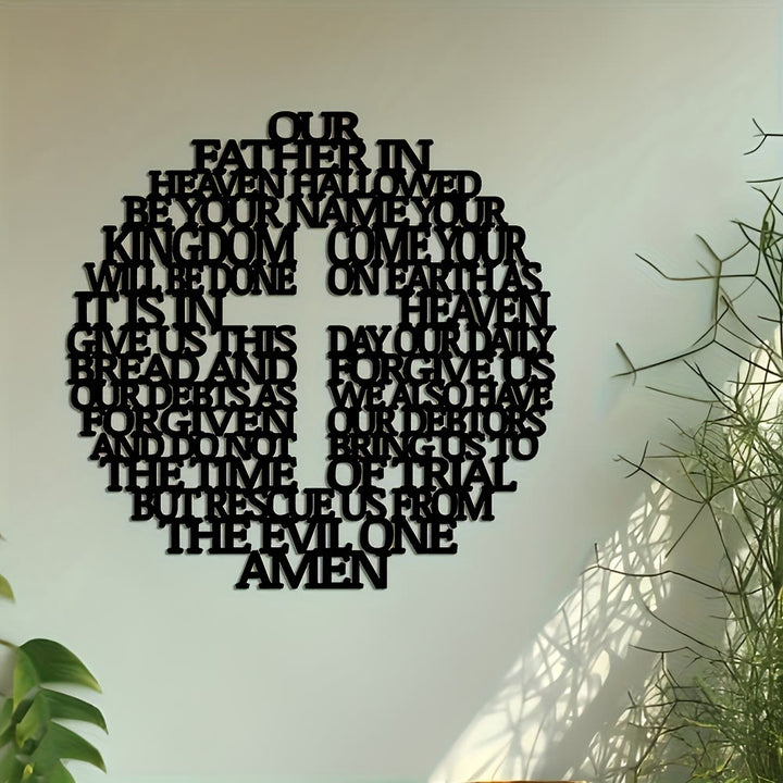 Christianartworkshop Artful Scripture Metal Wall Decor: Lord's Prayer Cross with Verse Art Design - image 2