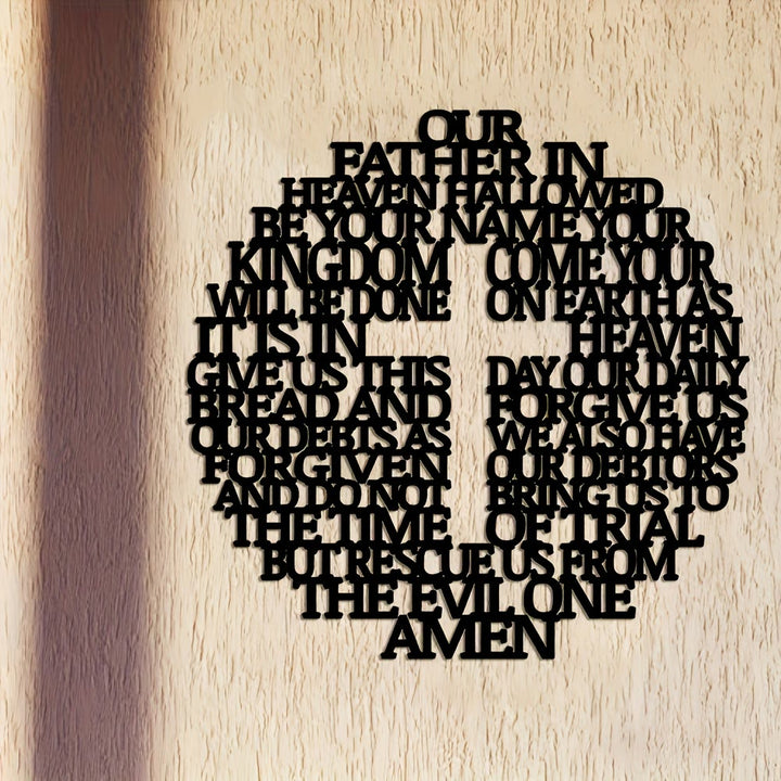 Christianartworkshop Artful Scripture Metal Wall Decor: Lord's Prayer Cross with Verse Art Design - image 1
