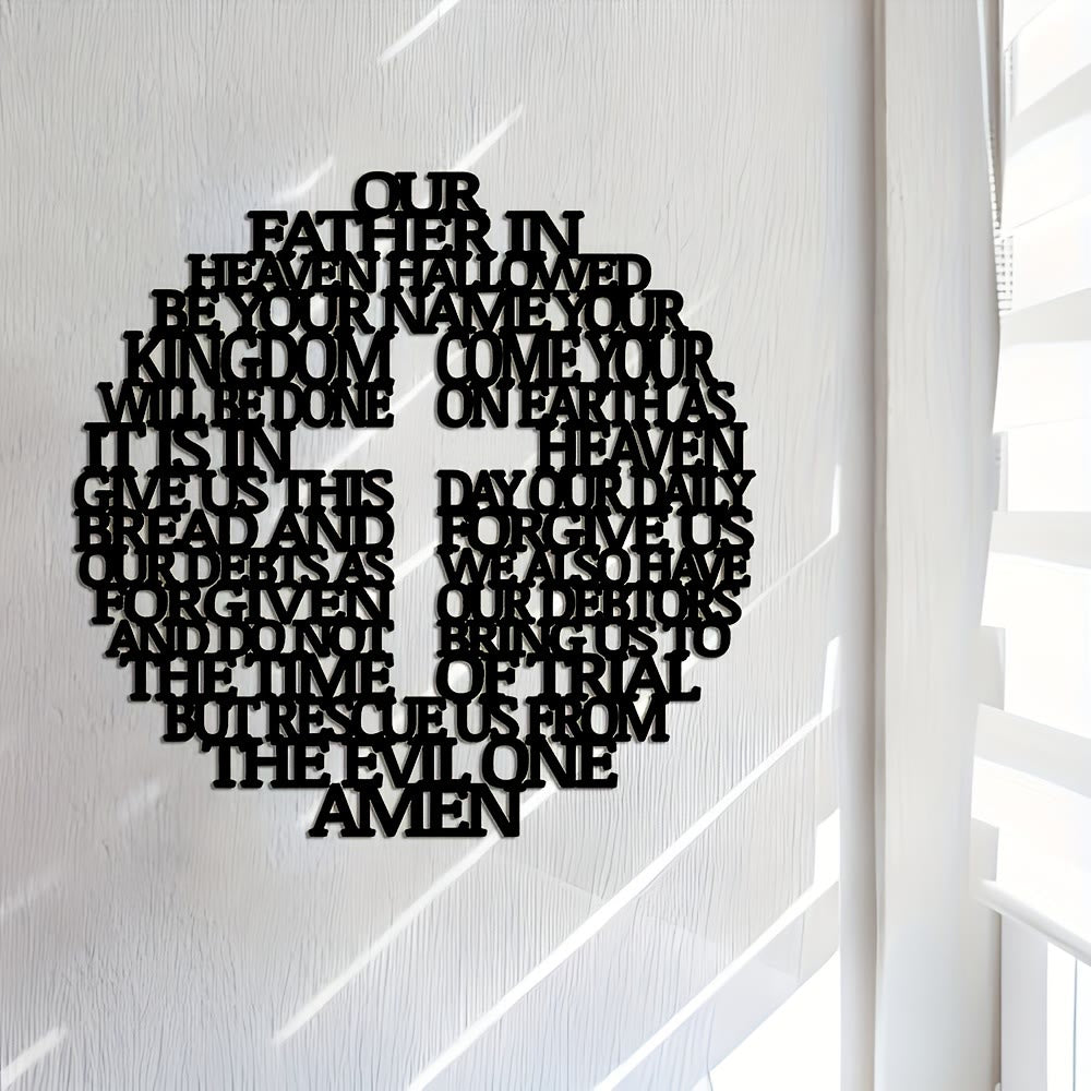 Christianartworkshop Artful Scripture Metal Wall Decor: Lord's Prayer Cross with Verse Art Design - image 3