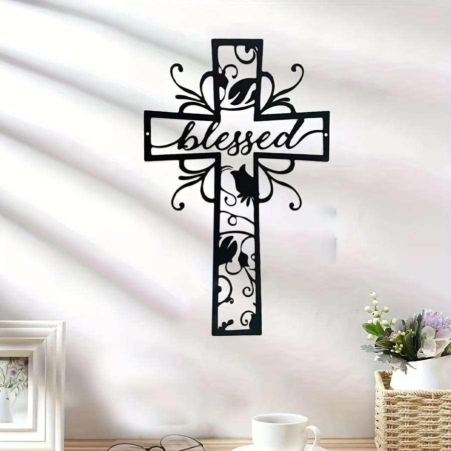 Christianartworkshop Blessed Cross Metal Wall Decor: Floral Motif for Blessing-Filled Homes - image 2