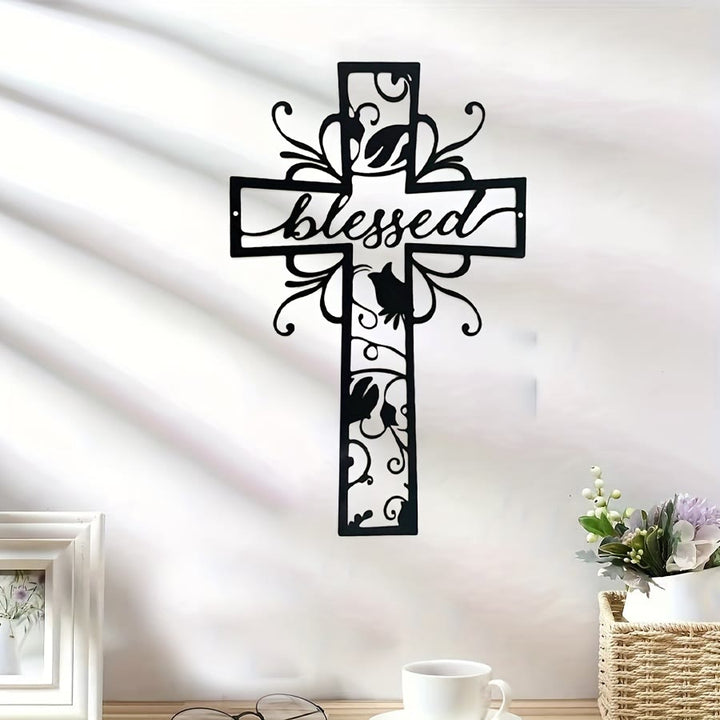 Christianartworkshop Blessed Cross Metal Wall Decor: Floral Motif for Blessing-Filled Homes - image 2