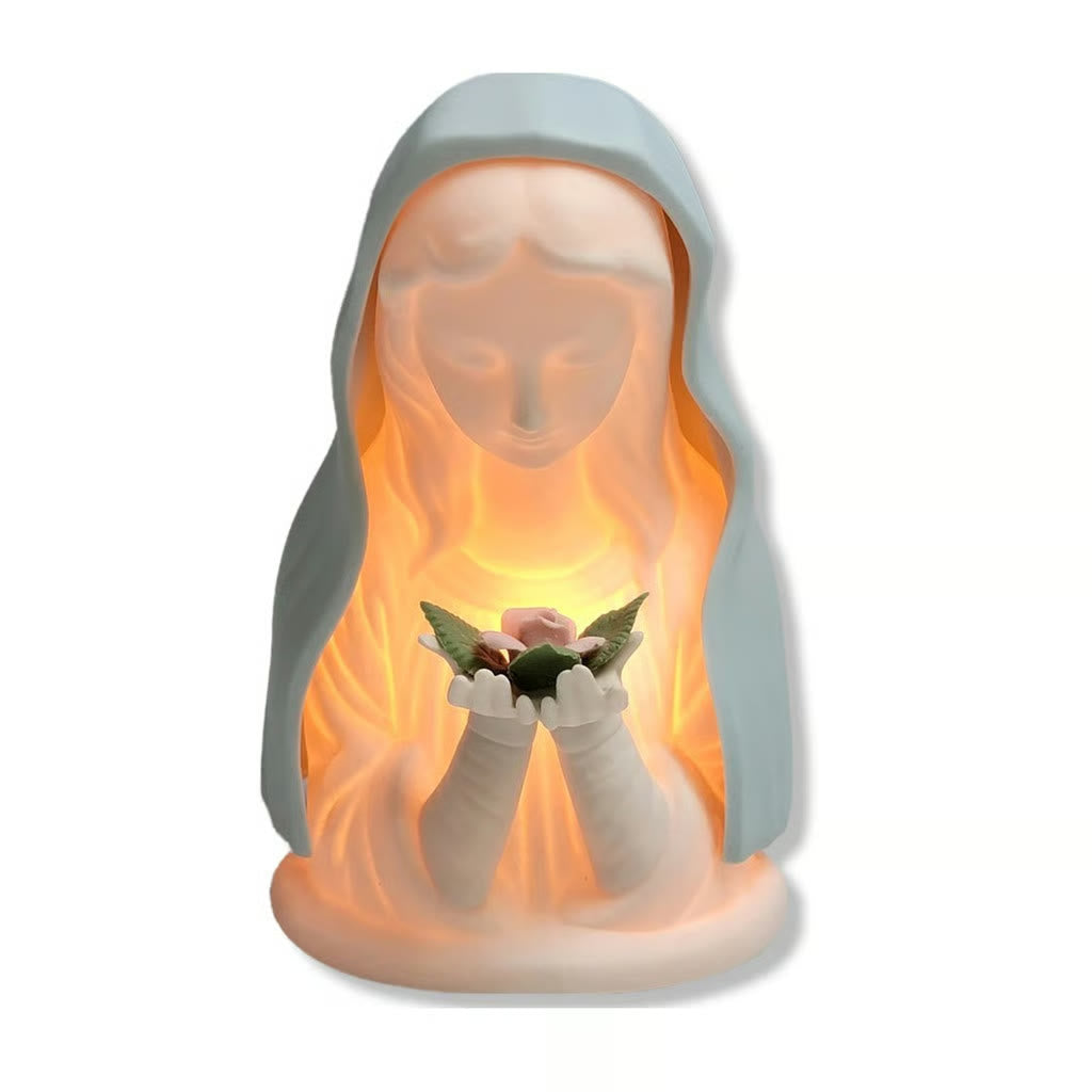 Christianartworkshop Praying Madonna Illuminated Desktop Ornament: Serene Faith for Devotional Space - Our Lady with Rose - image 1