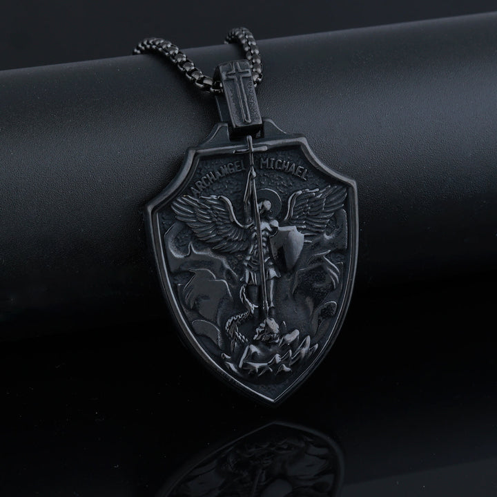 Christianartworkshop Archangel Michael Shield Pendant Necklace: Faith & Protection for Daily Wear - Black - image 3
