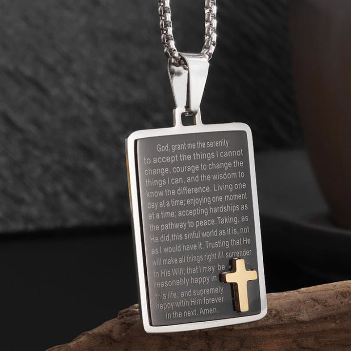 Christianartworkshop Engraved Prayer Necklace: Cross - Accented Faith Jewelry for Devout Wearers - Cross - image 0