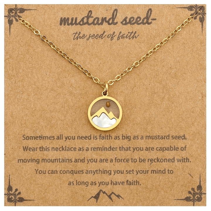 Christianartworkshop Minimalist Mustard Seed Mountain Necklace: Faith Expression in Daily Wear - Golden Circle - image 0