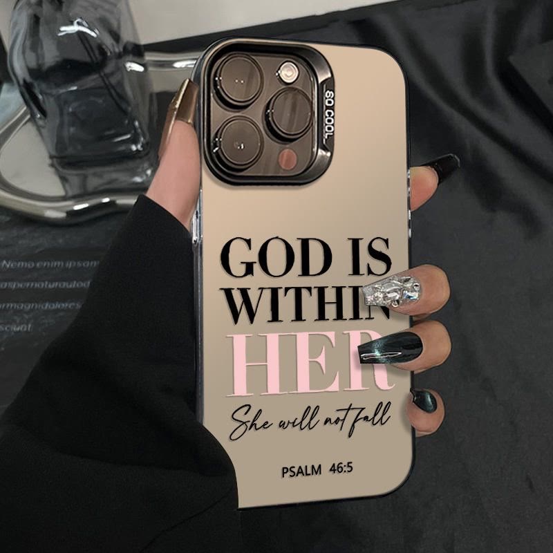 Christianartworkshop Spiritual Assurance Phone Case: Psalm 46:5 & Faith Symbol for Daily Use, Black Frame / iPhone 15plus