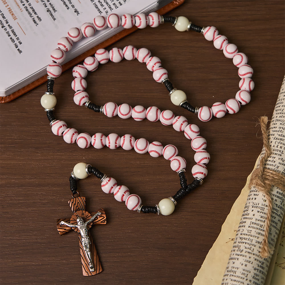Baseball-Themed Five-Decade Rosary with Crucifix | Christian