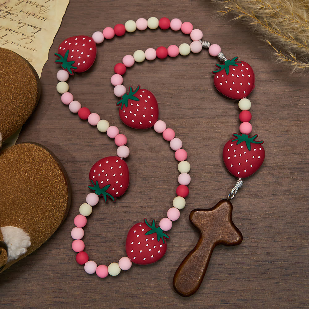 Strawberry Kids Rosary - Christian Jewelry Silicone Beads with