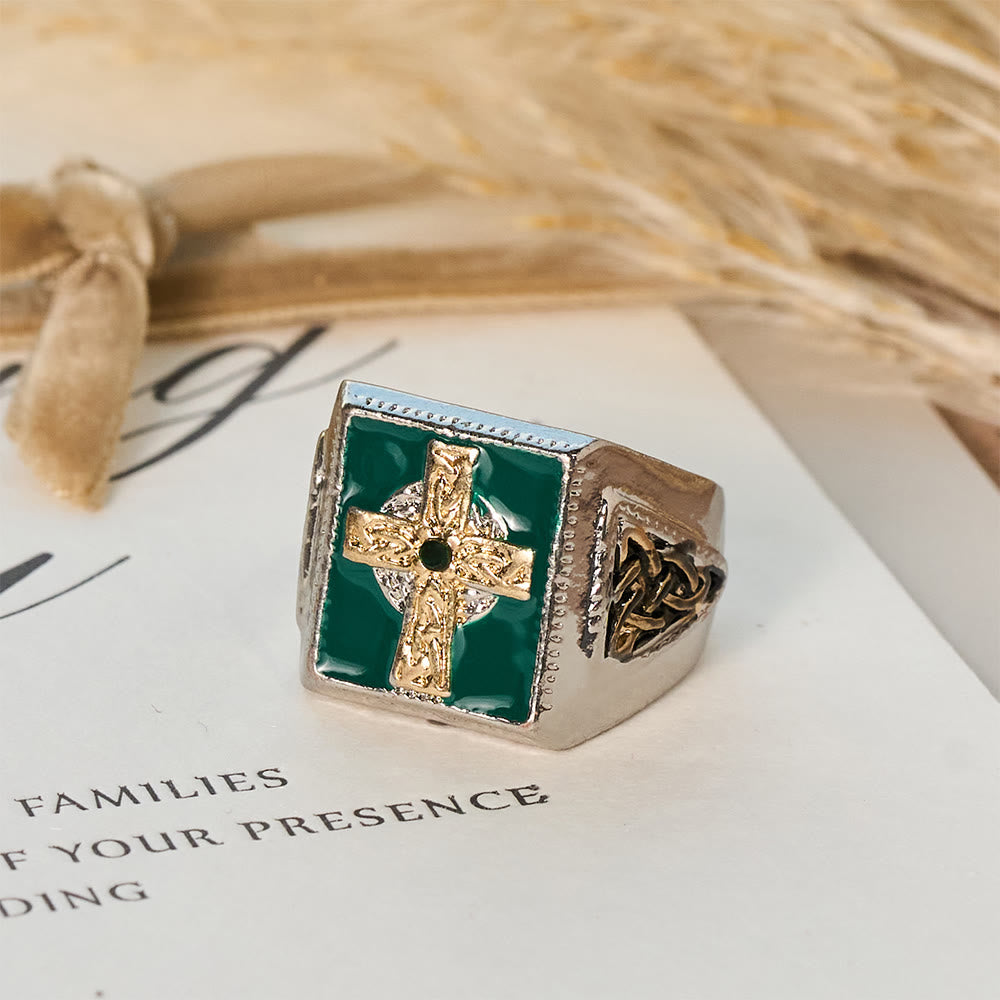 Vintage Celtic Cross Ring – Irish Blessing Stainless Steel Ring