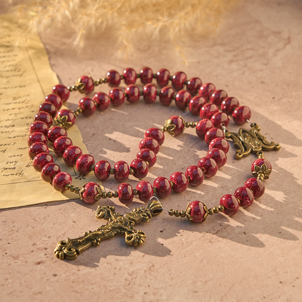 Christianartworkshop Vintage Wine Red Abacus Rosary – Five-Decade