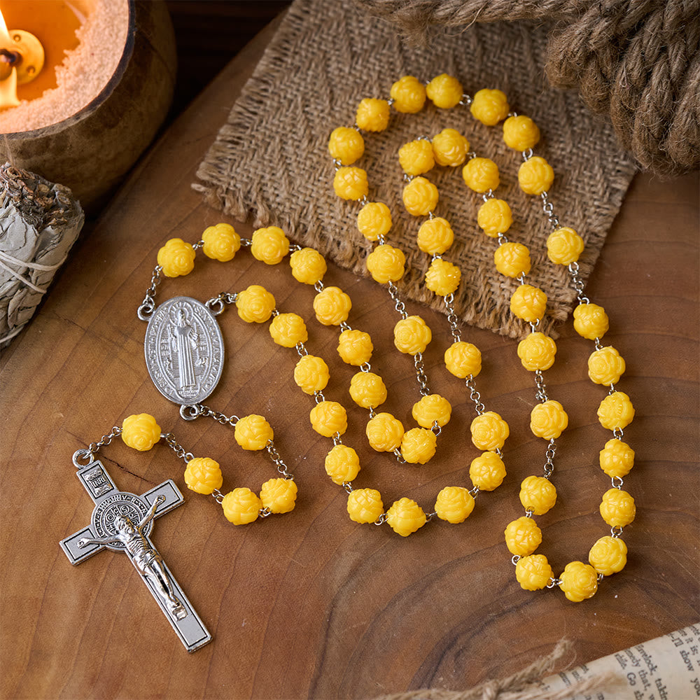 Yellow Rose Beads Crucifixion Rosary – Christian Art Workshop