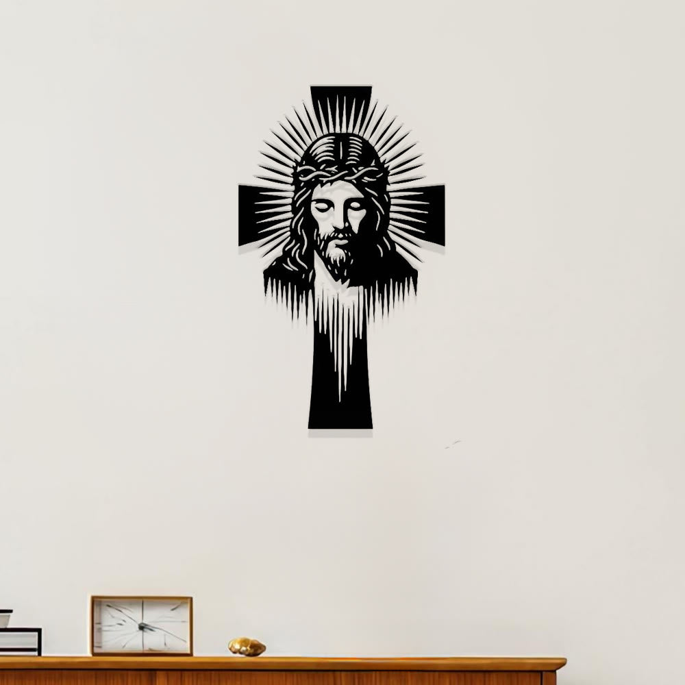 Christianartworkshop Radiant Jesus Cross Metal Wall Decor: A