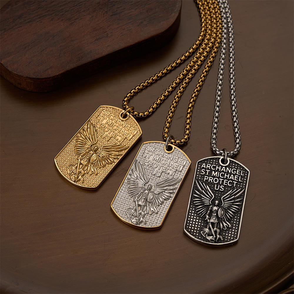 Christianartworkshop St. Michael Dog Tag Necklace – Dual-Sided