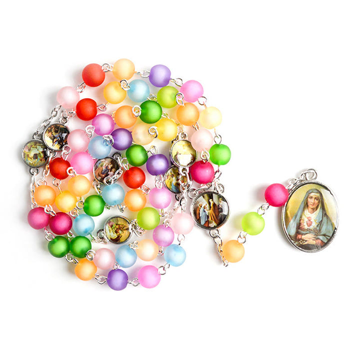 Seven Sorrow Religious Medal Multicolor Rosary