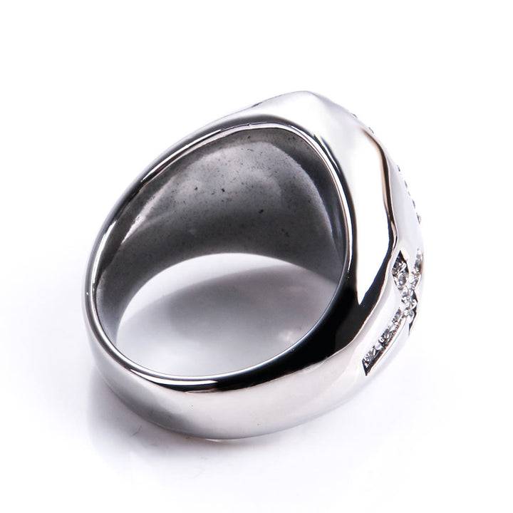 Christianartworkshop Virgin Mary Stainless Steel Ring Cross Sign Catholic Rings for Religious Jewelry