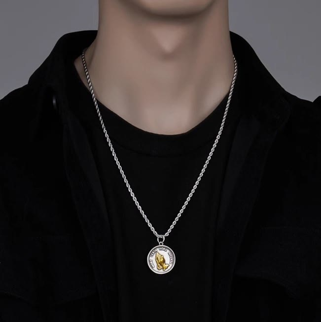 Christianartworkshop Cubic Praying Hands Charm Necklace