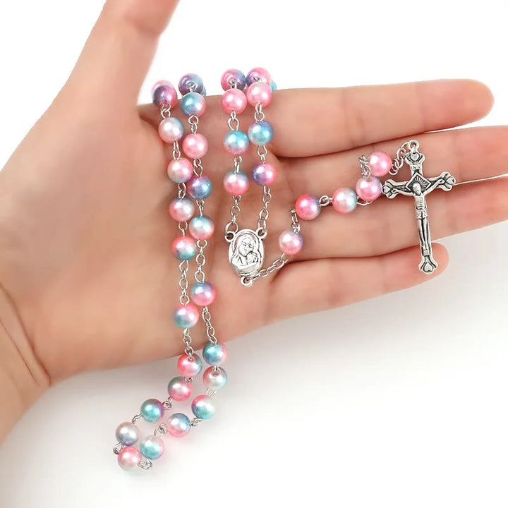 Two-color Pearl Crucifix Rosary