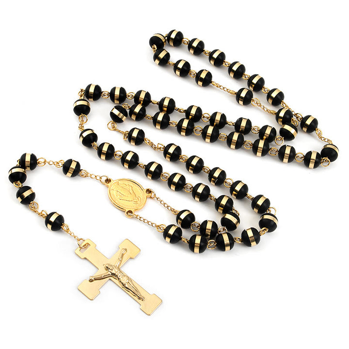 Stainless Steel/Crystal Beads Rosary with Crucifix