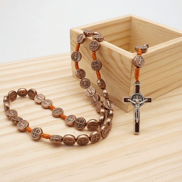 Christianartworkshop St. Benedict Alloy Hand-woven Rosary with Crucifix