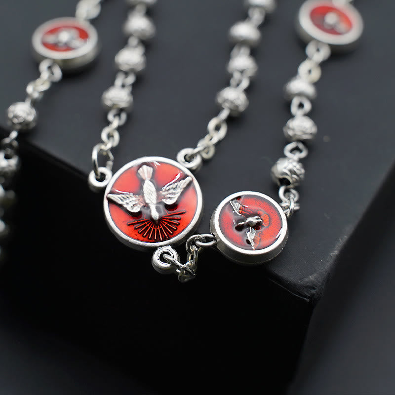 Christianartworkshop Enamel Holy Spirit Catholic Rosary