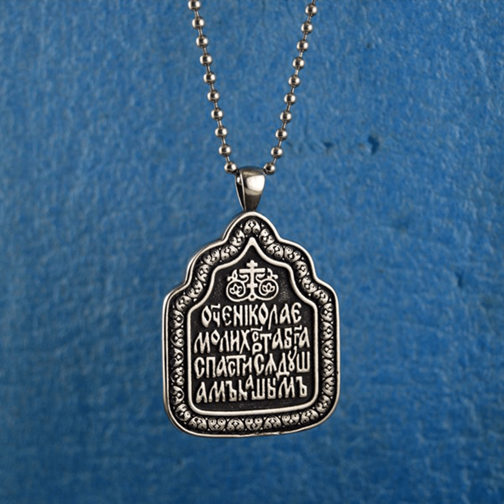 Christianartworkshop Father Blessing Charm Titanium Necklace
