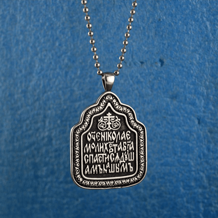 Christianartworkshop Father Blessing Charm Titanium Necklace