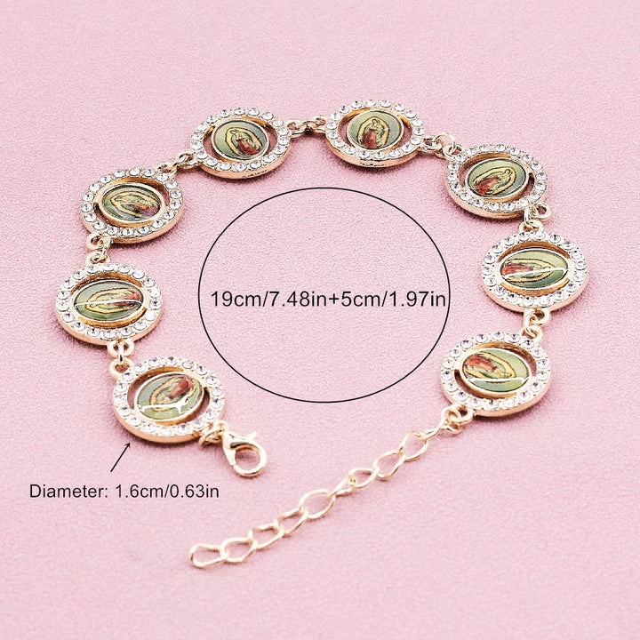 Christianartworkshop Our Lady of Guadalupe Zircon Round Medals Bracelet