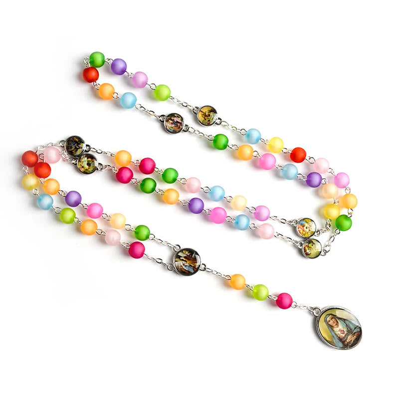 Seven Sorrow Religious Medal Multicolor Rosary