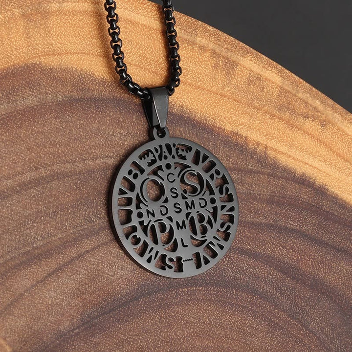 Christianartworkshop St. Benedict Symbol Openwork Pendant Necklace
