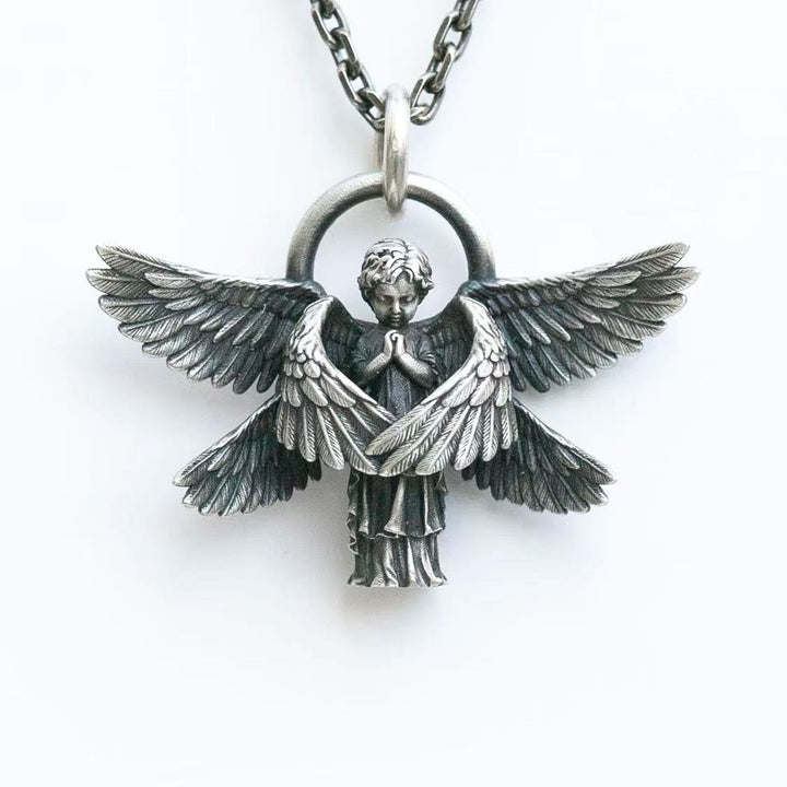 Christianartworkshop Praying Angel Wing Pendant Good Luck Necklace