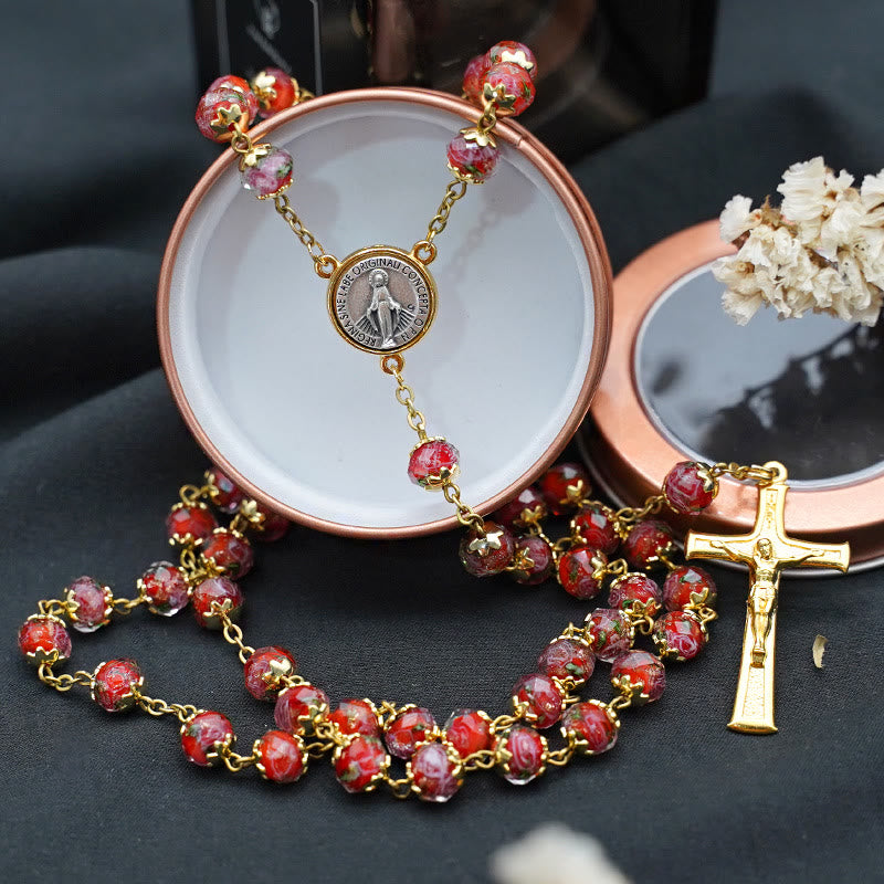 Christianartworkshop Virgin Mary Glazed Multi-color Crystal Rosary