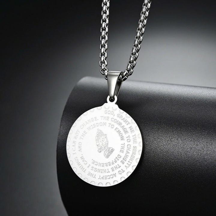 Christianartworkshop Praying Hands Round Plaque Necklace