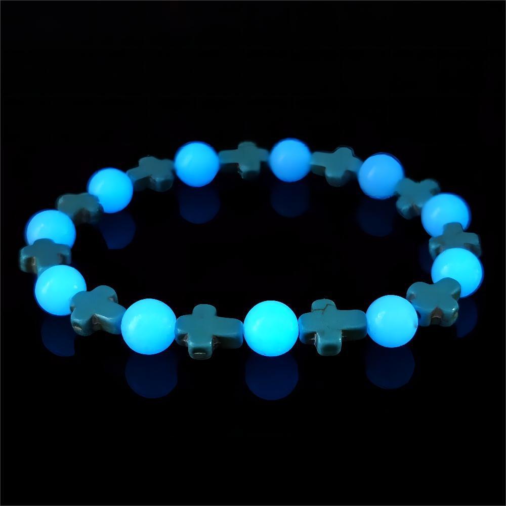 Christianartworkshop Turquoise Cross with Luminous Pearls Bracelet