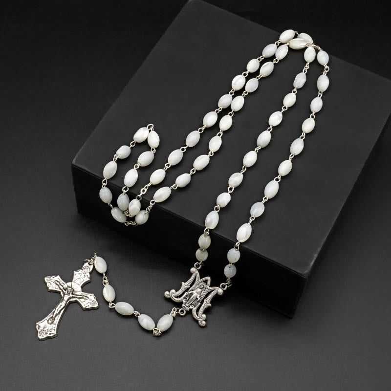 Blessed Virgin Mary Mother-of-Pearl Rosary – Handcrafted Catholic