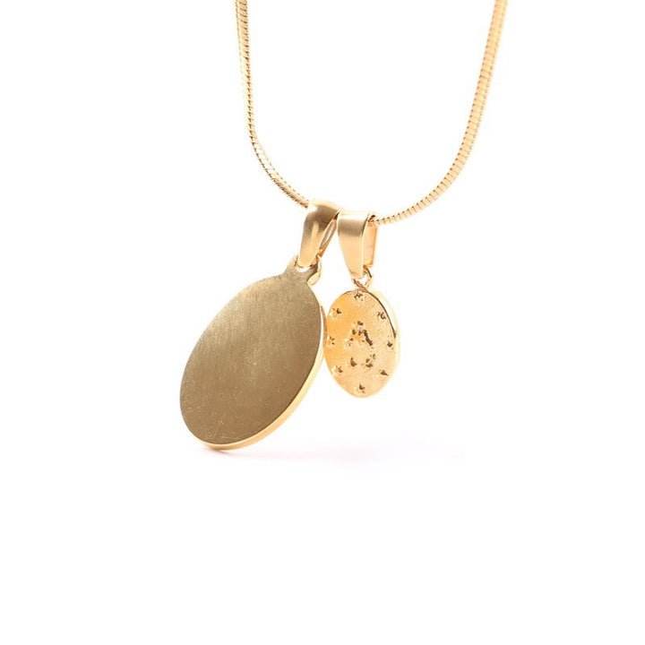 Christianartworkshop Our Lady of the Round Double Pendant Gold Necklace