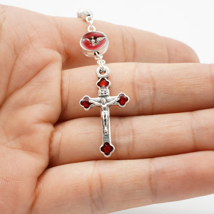 Christianartworkshop Enamel Holy Spirit Catholic Rosary