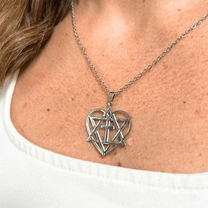 Christianartworkshop Messianic, Christain, Yeshua (Jesus) In My Heart Adjustable Silvertone Cable Chain Necklace