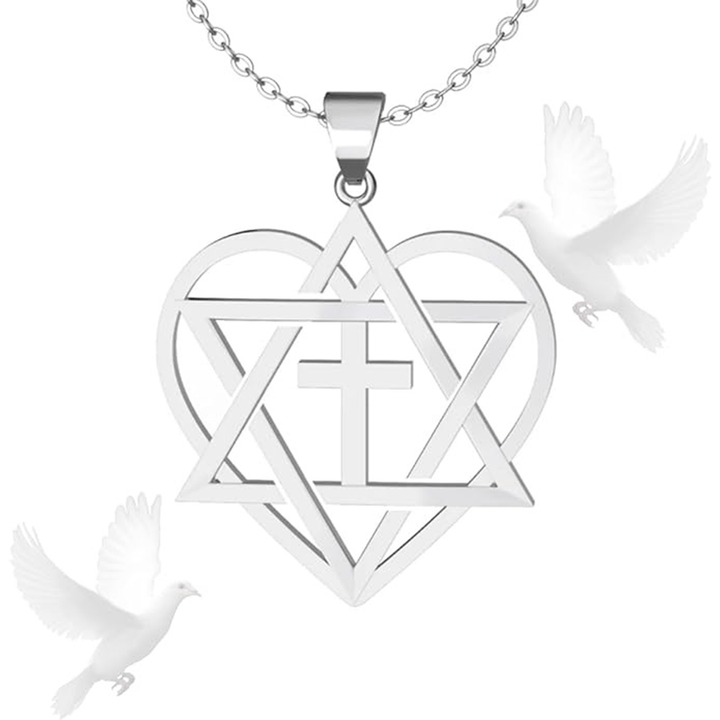 Christianartworkshop Messianic, Christain, Yeshua (Jesus) In My Heart Adjustable Silvertone Cable Chain Necklace